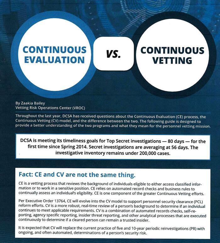 continuous evaluation vs continuous vetting