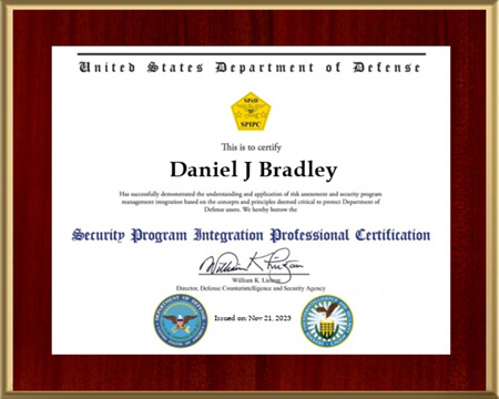 DoD security integration professional certification