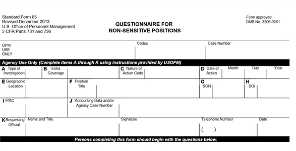 SF-85 form